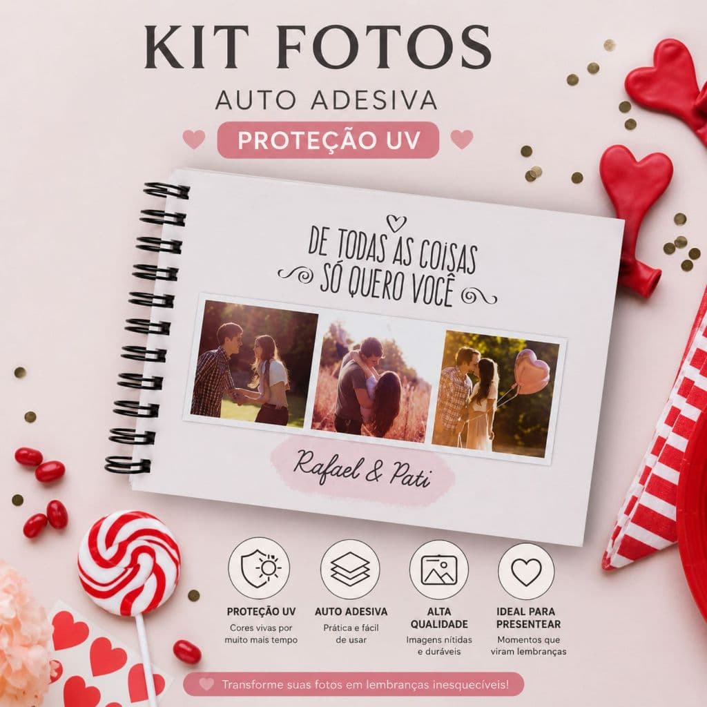 Kit fotos estilo retro Auto-Adesivas – Papel Fotográfico Premium com Verniz – Decoração Scrapbook