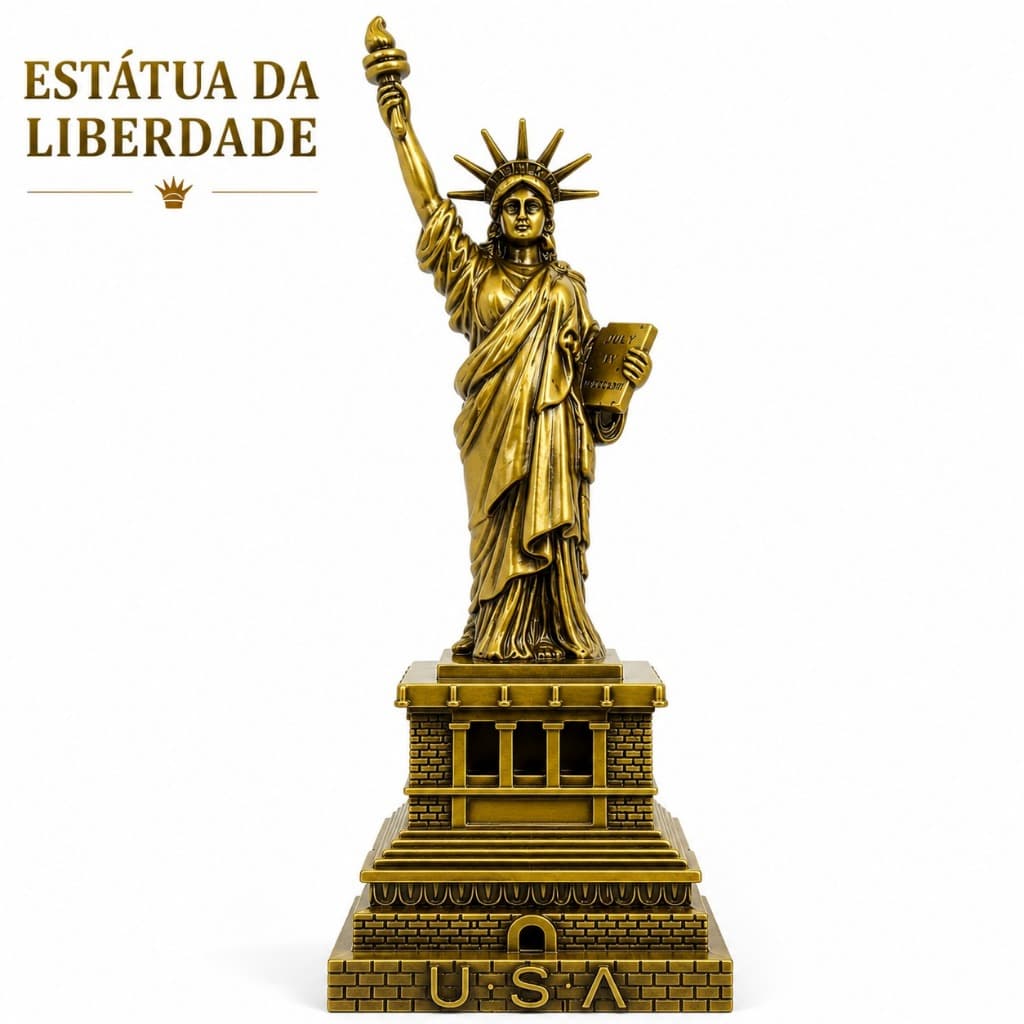 Enfeite Estátua Da Liberdade Metal Decorativa Para Casa Estante