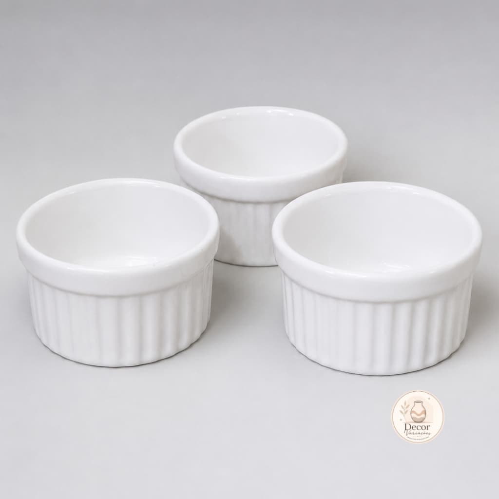 Kit 6 Ramekins Cerâmica Premium 100ml Branco | Vai ao Forno | Molhos, Soufflé, Sobremesas e Porções