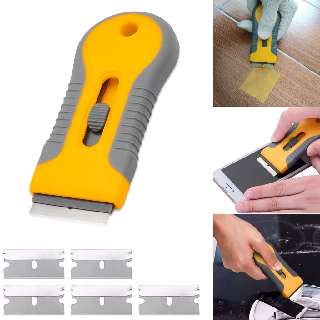 Raspador Ratinho + 5 Lâminas Remove Insulfilm e Limpa Vidros