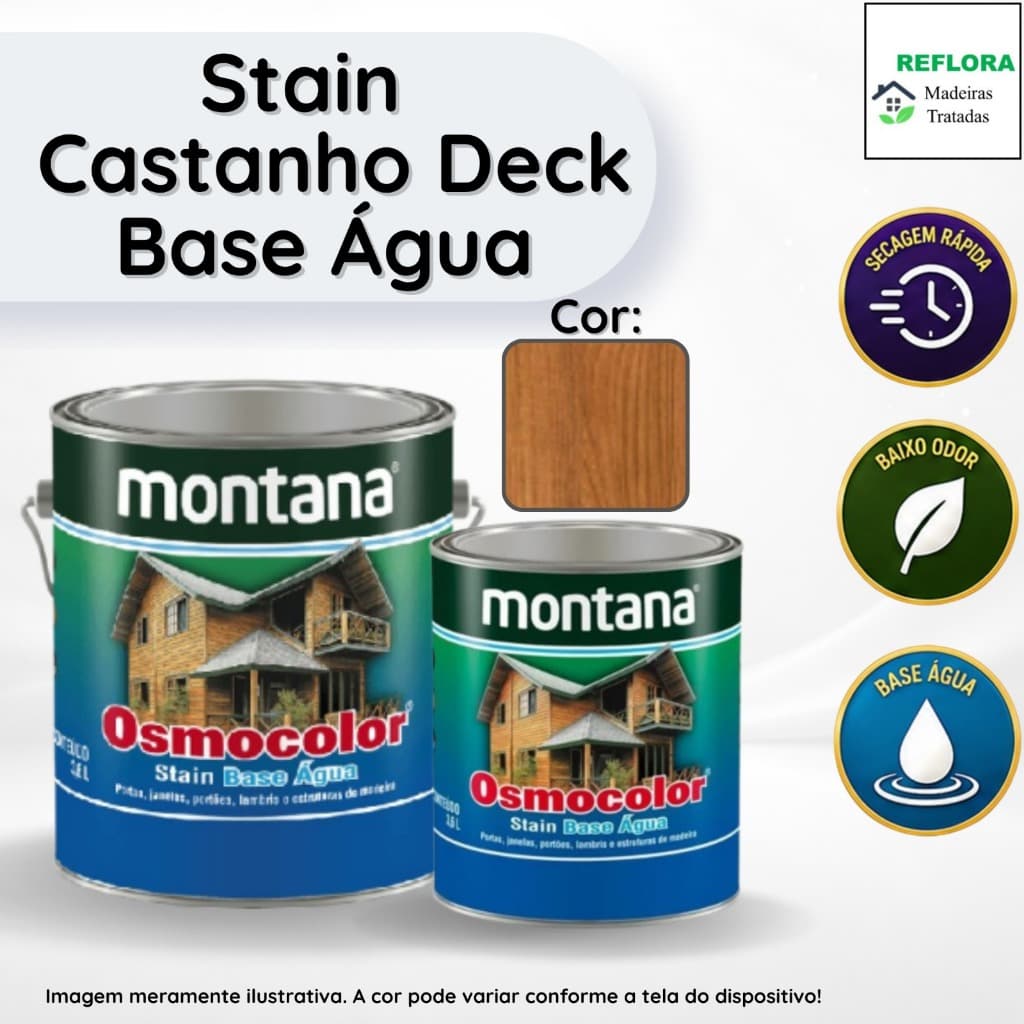 Osmocolor Stain Base Água Castanho UV Deck Acetinado 900ml e 3,6L Montana Secagem Rápida