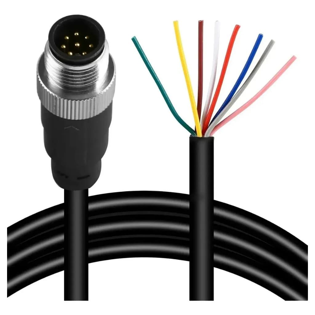 Cabos M12 Com Conector Macho De 8 Pinos Chicote