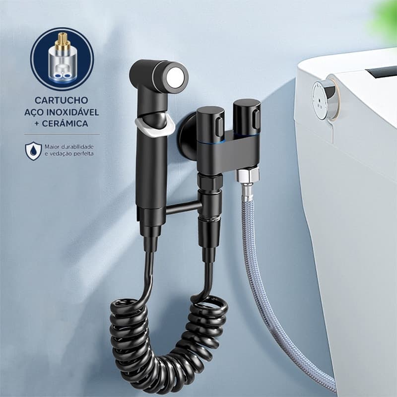 Ducha Higiênica Válvula Dupla Conjunto De Pulverizador De Bidé De Parede Fosco Preto Yesop
