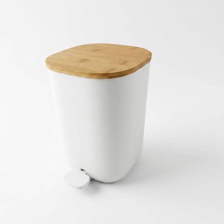 Lixeira Banheiro 3 Litros Redonda Branca Stash Com Amortecedor Com Pedal Lavabo Cozinha e Escritório