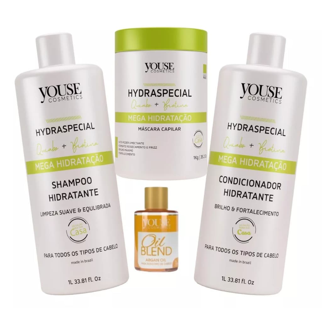 Kit Shampoo , Condicionador e Máscara de hidratação 1 kg Quiabo e Biotina