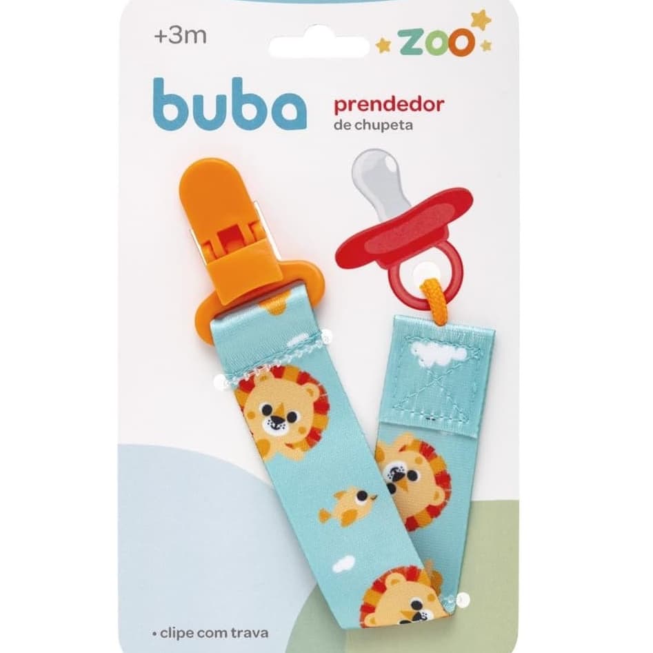 Prendedor de Chupeta Buba Bubazoo Leão Prendedor Chupeta Bebe Buba