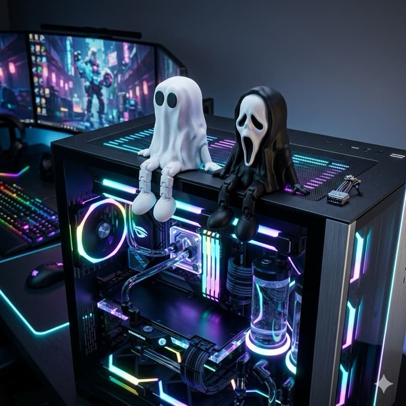 Fantasminha | Ghost Face Articulado | Decoração Computador | Setup Gamer