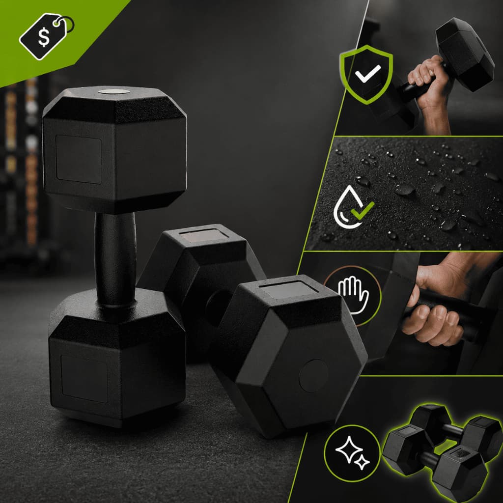 Par de Halteres Dumbell Academia Sextavado Bonafit 6kg Preto