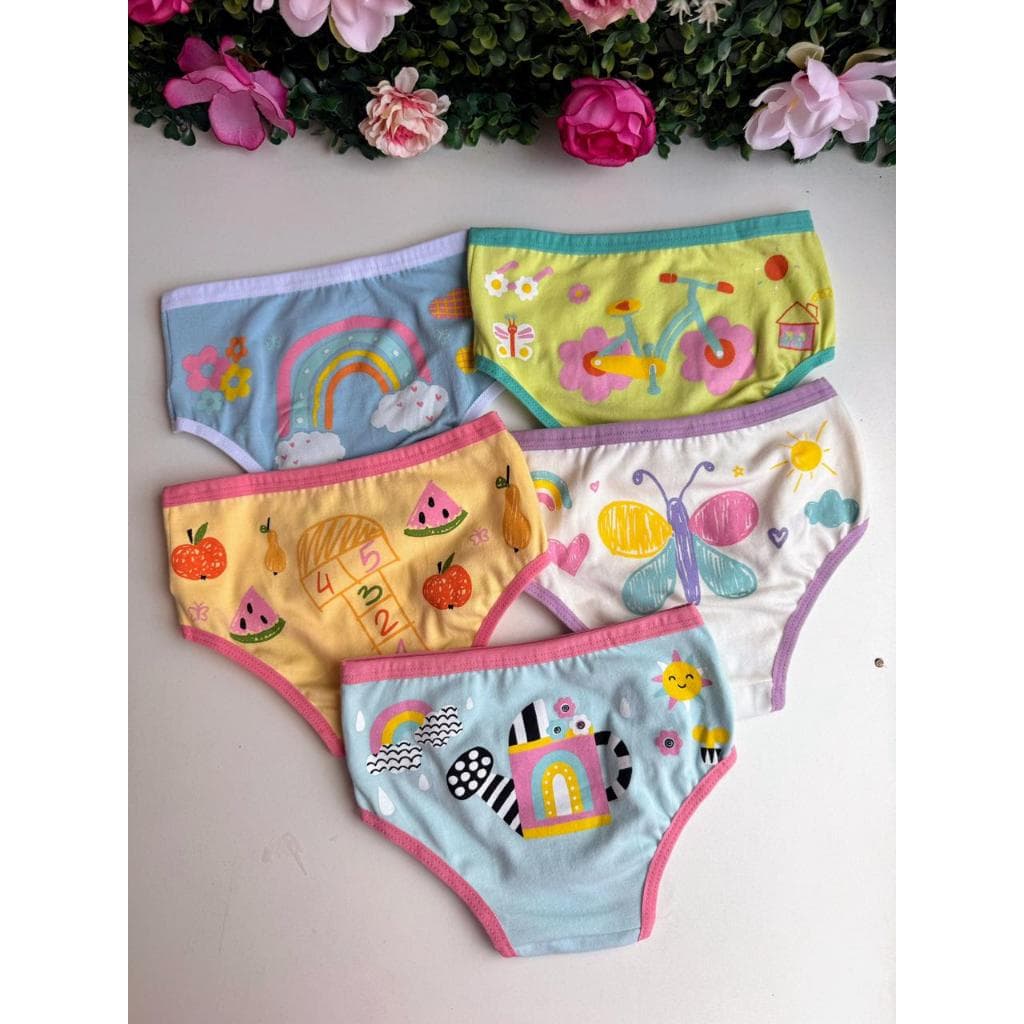 kit 5 calcinhas infantil menina  algodão desfralde tanga