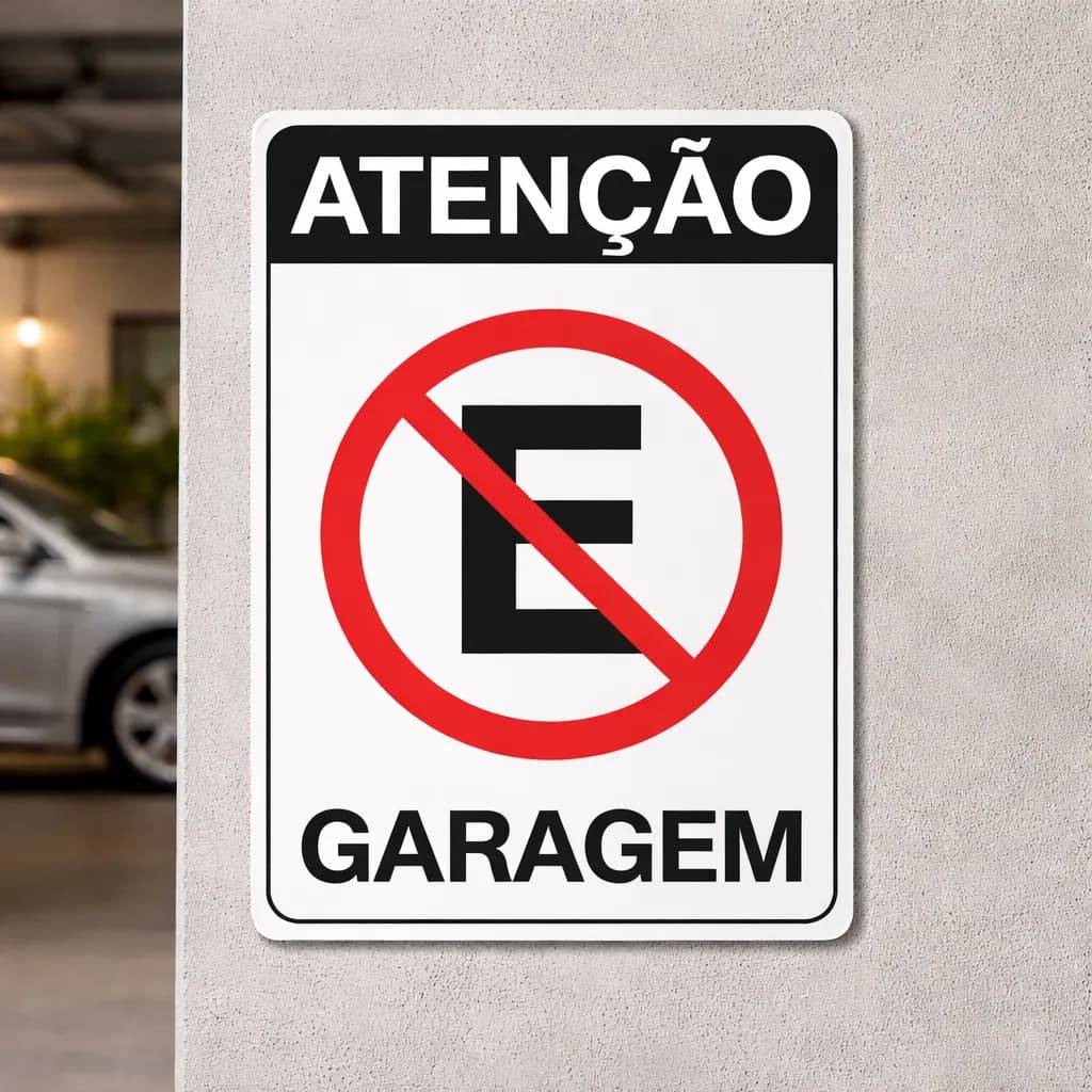 Placa Atenção Garagem - 30x20 - Ps 1mm
