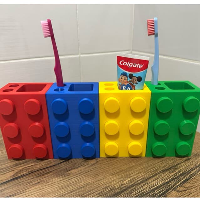 Tijolo - Suporte para Pasta e Escova de Dentes Lego