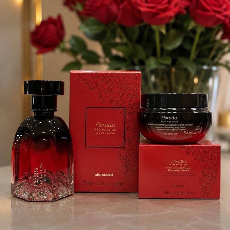 Kit Presente Floratta Red Passion: Eau De Parfum 75ml + Creme Intenso Hidratante 250g (Original / Lacrado)