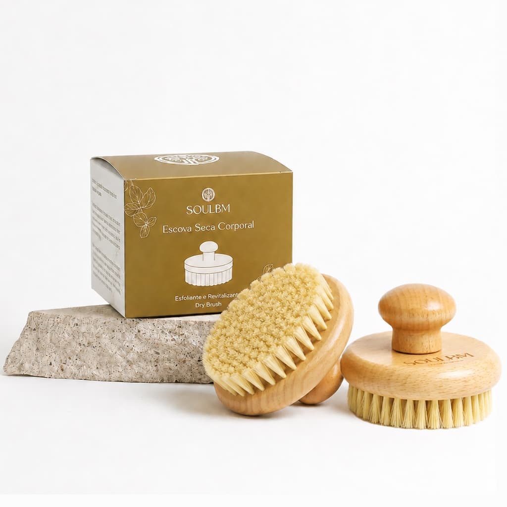 Escova Seca Esfoliação A Seco Corporal Cerdas Naturais Dry Brushing Escovação A Seco Marca: SoulBM