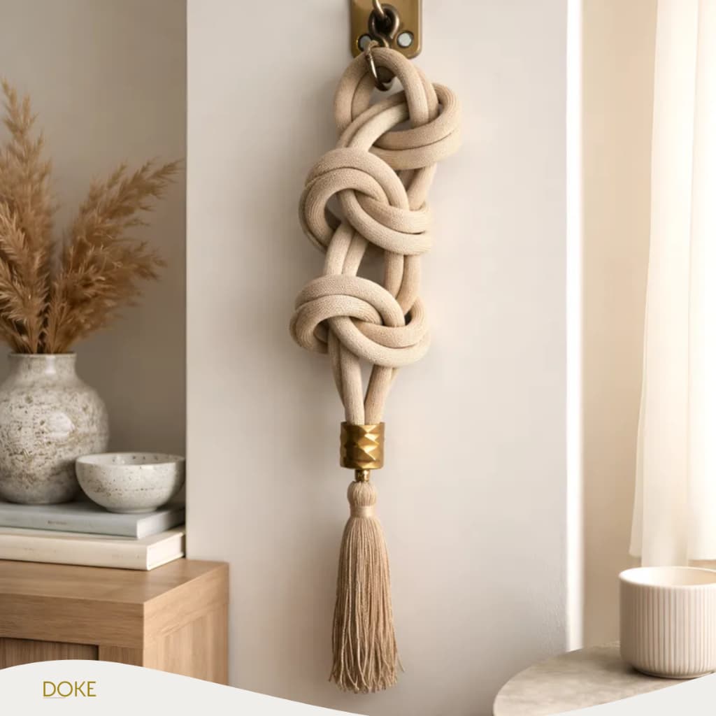 Escultura Colar de Parede com Corda 50cm Pendente Decorativo Elegante Para Sala