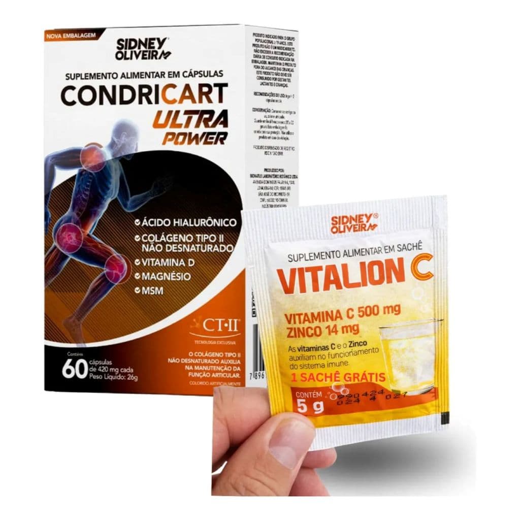 Colágeno Tipo I I Ácido Hialurônico Condricart Ultra Power Magnesio Vitamina C com Zinco Articulação