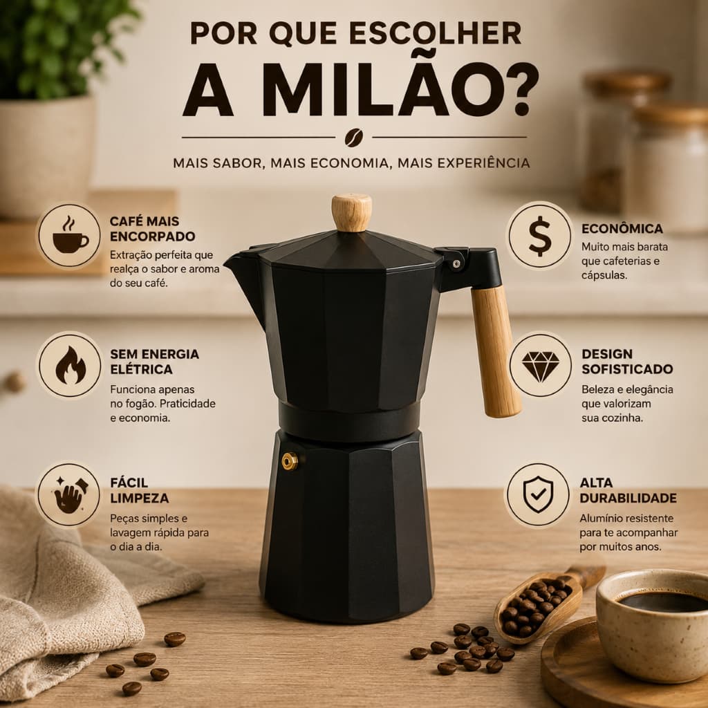 Cafeteira Italiana Tradicional Aluminio 6 Xicaras Capacidade 300ml Cafes Espresso Preto