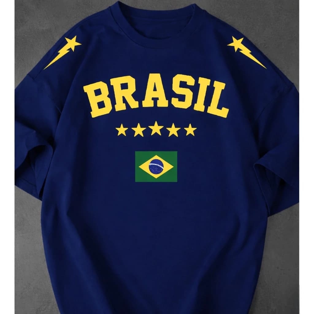 Camiseta Brasil Feminina Streetwear Camisetão Seleção Brasileira Estampa Premium