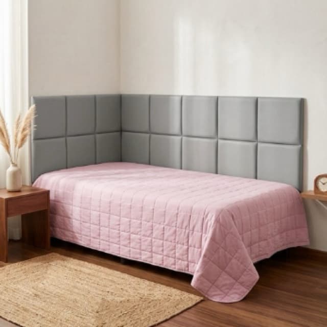 Cabeceira premium estofada para cama  kit com 18 placas adesivas - ideal para a cama tamanho solteiro 88x188