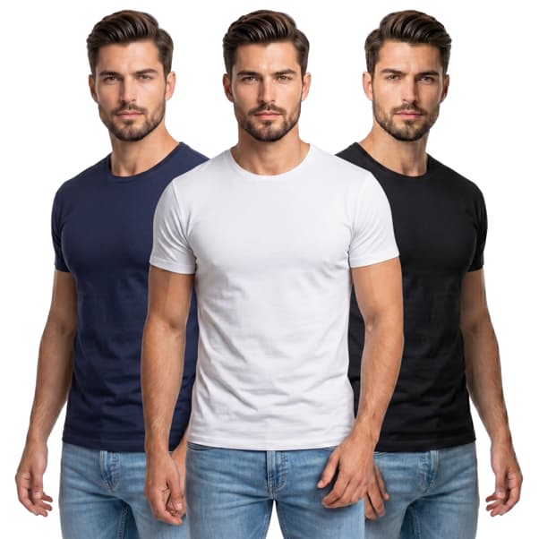 Kit 3 Camisetas Masculinas Básicas Premium Cotton Algodão Casual Confortável Dia a Dia