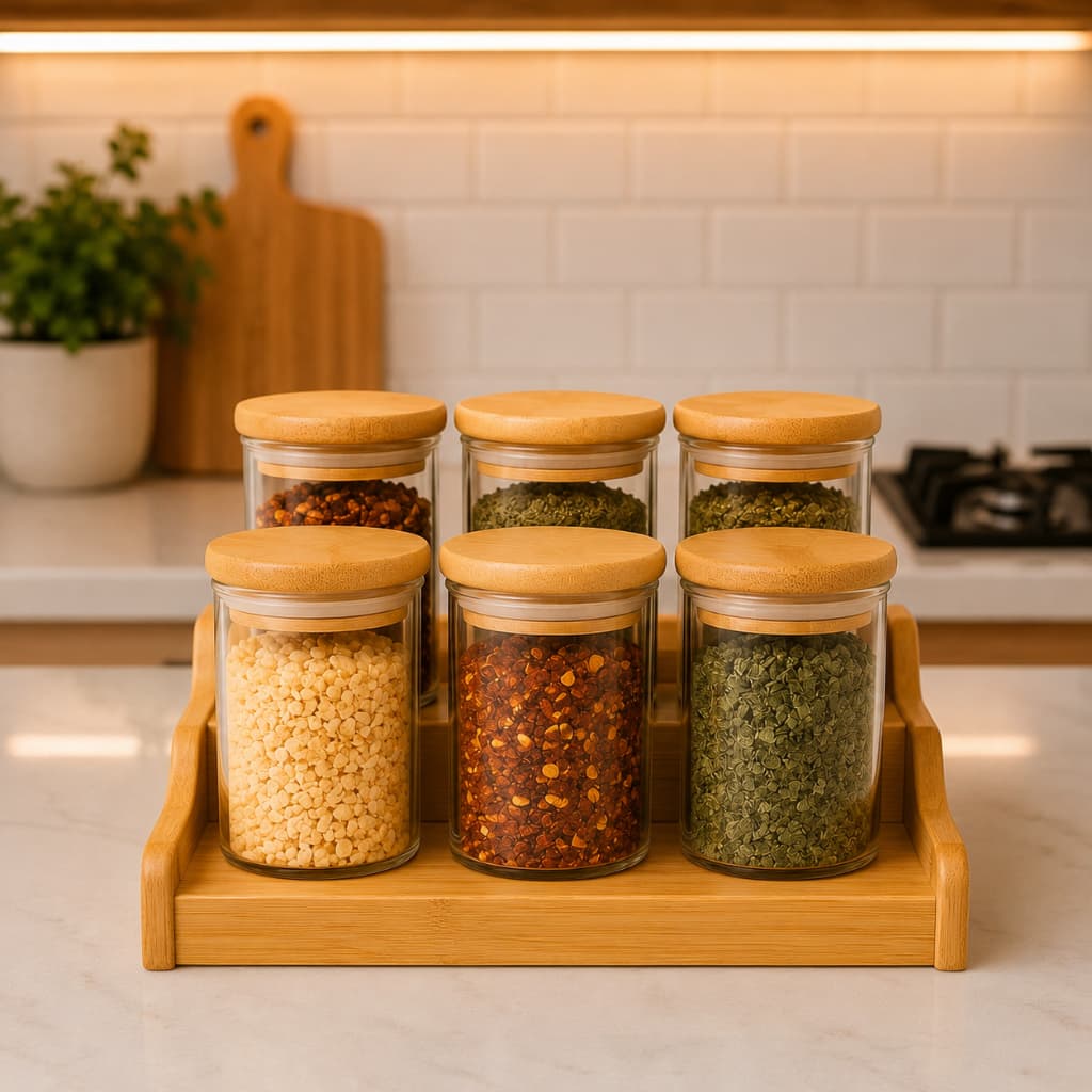Kit 2/4/6 Potes Hermético De Vidro Mantimentos 300ml Alta Vedação Cozinha Organização Tampa de Bambu