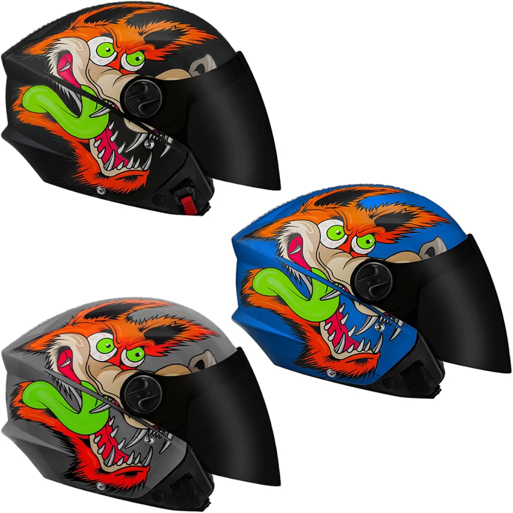 Capacete De Moto Aberto Pro Tork New Liberty Three Coyote Brilhante Viseira Fumê Cor Azul Sparkly