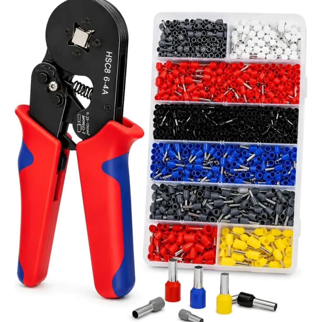 Kit Alicate Crimpar Prensa Terminais Box 1200 Ilhós Tubular