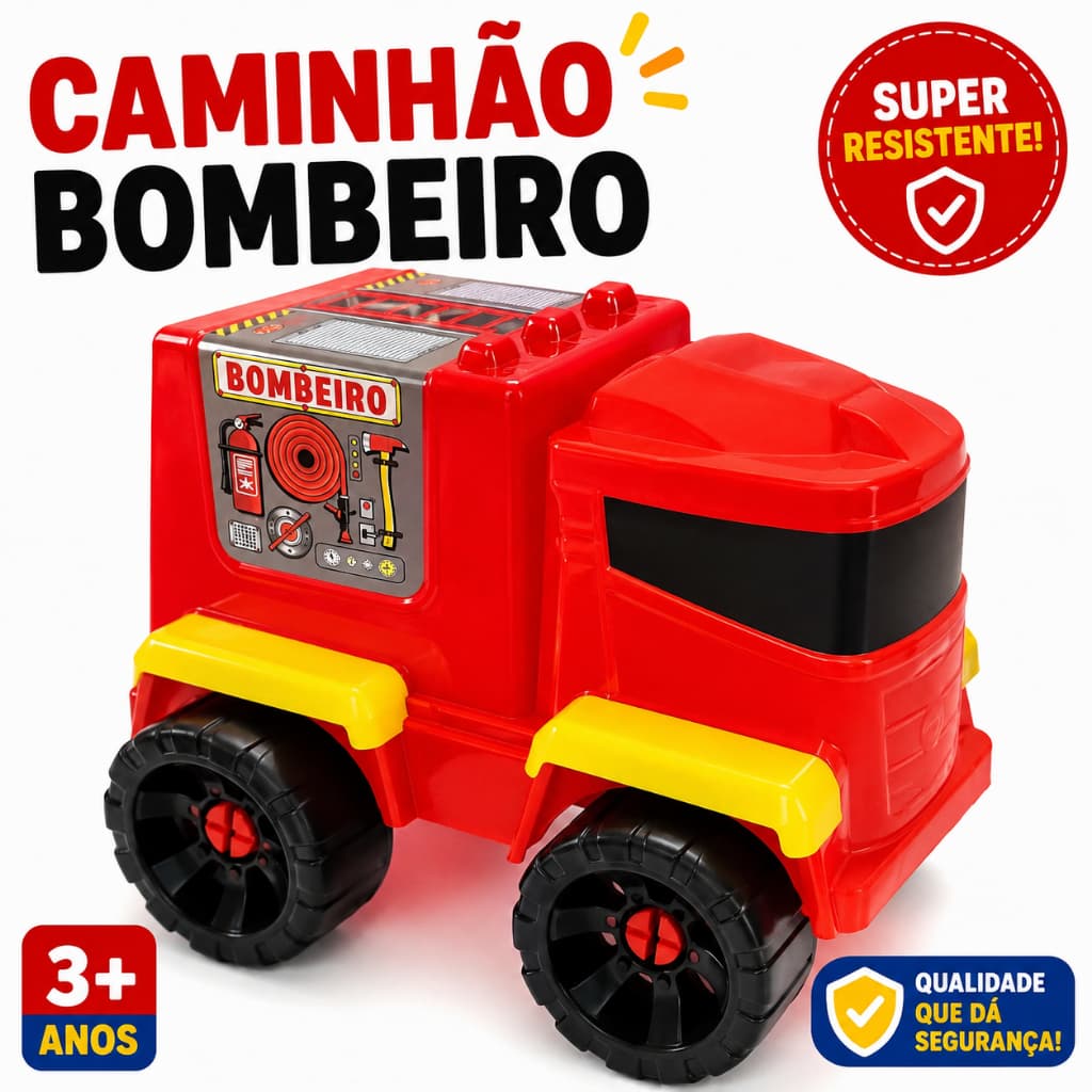 Caminhão de Bombeiro Grande Brutos Trucks Carrinho Infantil De Plástico Resistente Brinquedo Menino