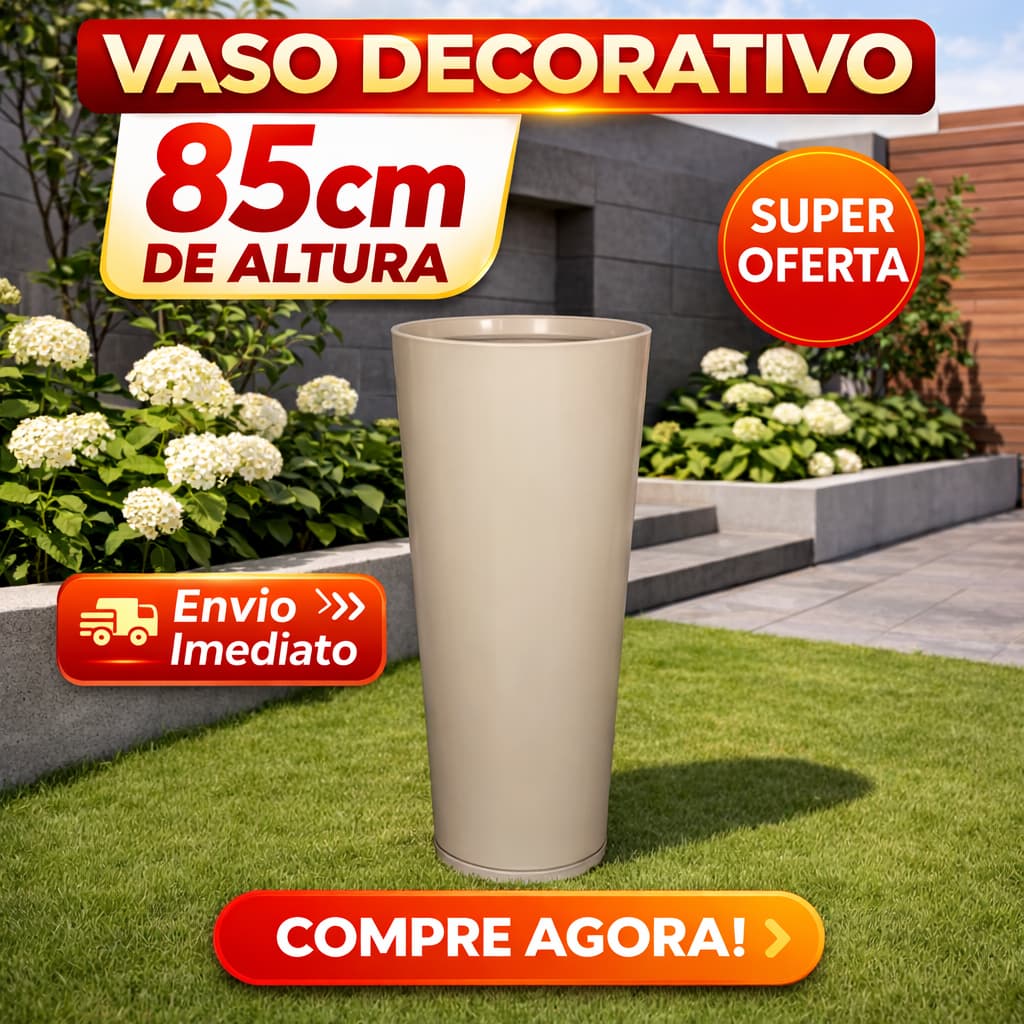 Vaso Gigante Marmorizado Decorativo Para Plantas Natural Grande Flor Artificial Jardinagens Polietileno Com Prato 86CM