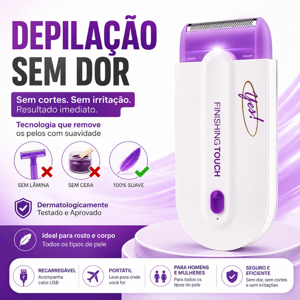 Depilador Elétrico sem dor Feminino e Masculino Removedor de Pelos Recarregável Bivolt Portátil