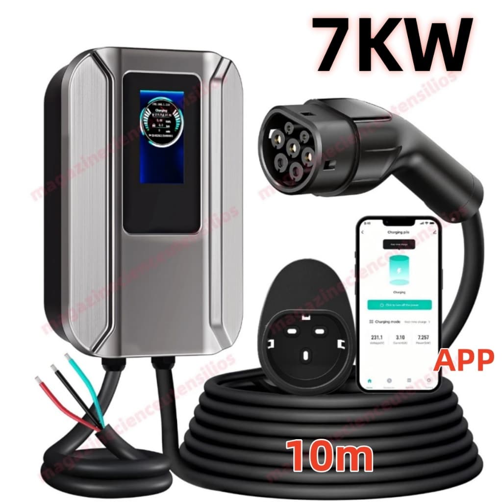7kw Carregador Carro Elétrico Wifi Tipo 2 Wallbox Cabo 10m