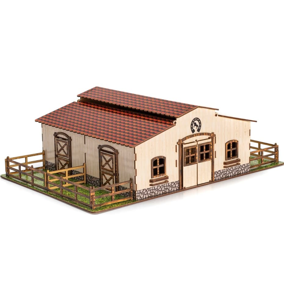 Mini Estábulo Em MDF Adesivado Fazenda Infantil Brinquedo Educativo MDF Criativa