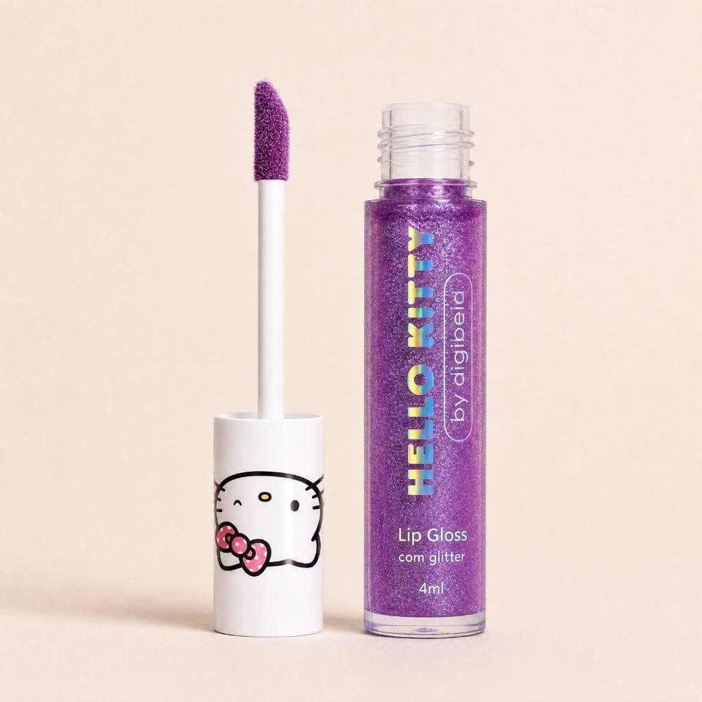 Digibela Hello Kitty Lip Gloss com Glitter 4ml - Algodão Doce