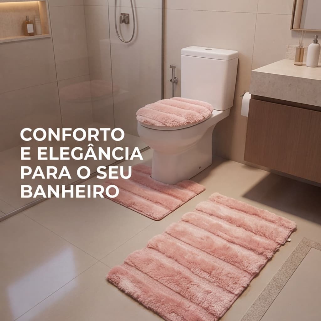 Jogo de banheiro Zurick 03 peças Felpudo - Várias Cores