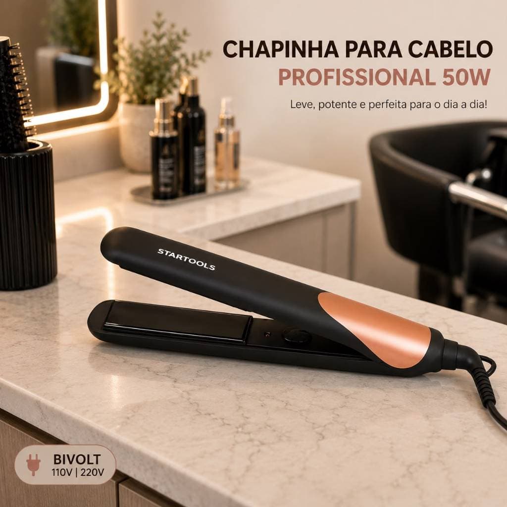 Chapinha Profissional 50W Bivolt Portátil Aquecimento Rápido Prancha Cabelo Rosa