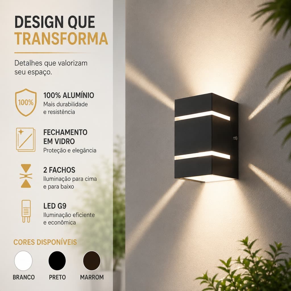 Kit 10 Arandela Externa Catarina 10cm + Lâmpada Alumínio Vidro Parede Muro Externa Interna