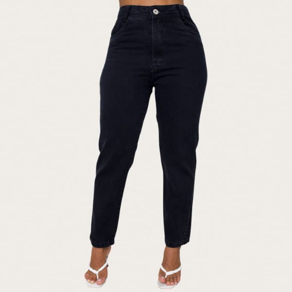 Calça Jeans Black Modelagem Mom Feminina Cintura Alta Estilo Versatil Caimento Elegante Versátil