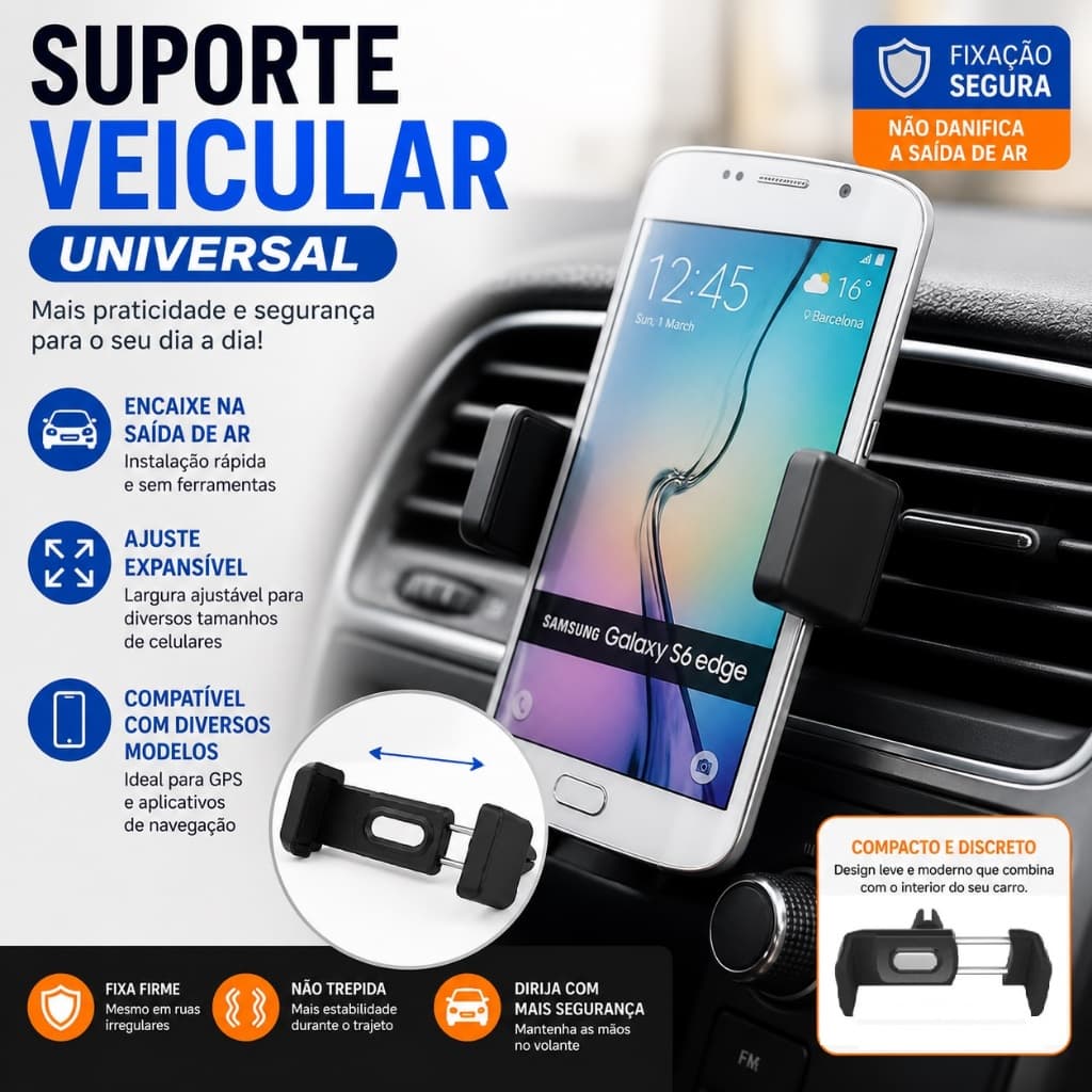 Suporte Celular GPS Veicular Carro Universal Automóvel Saída Ar Liquidificador