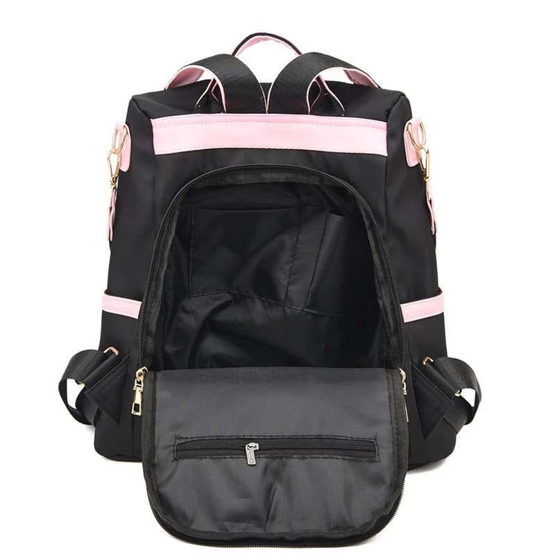 Mochila Feminina Casual Impermeável De Nylon De Alta Qualidade com o acessório da Gatinha