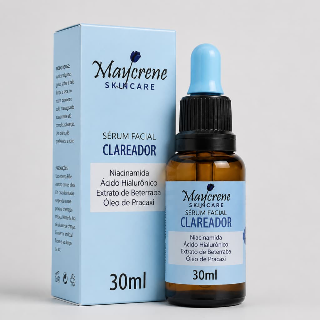 Sérum Facial Clareador Maycrene 30ml Niacinamida Ácido Hialurônico Uniformiza e Hidrata