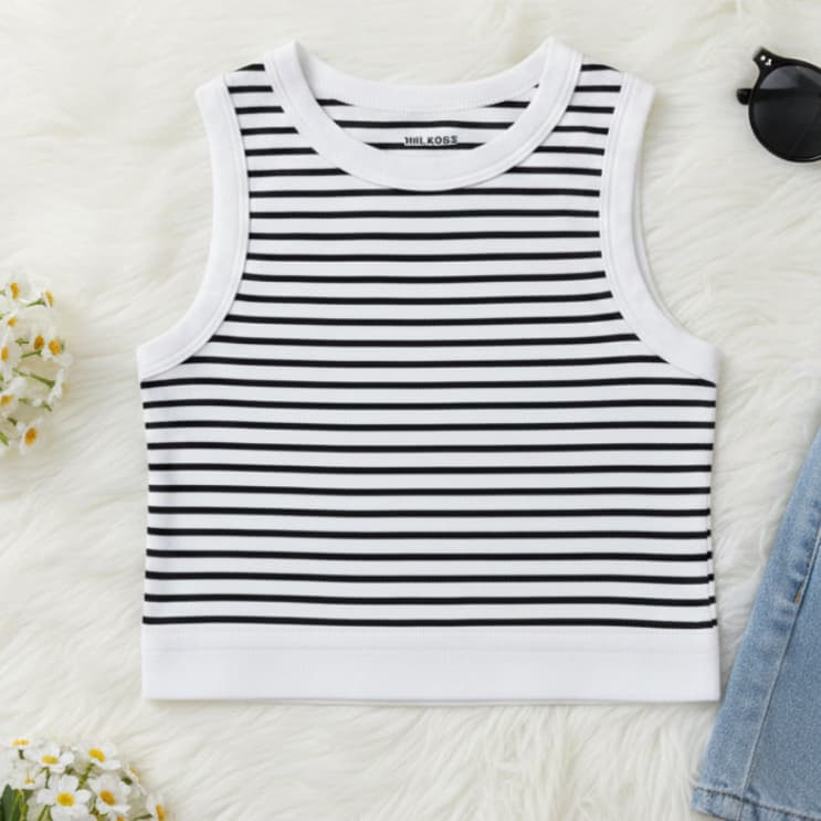 Cropped feminino listras top regata verão confortável