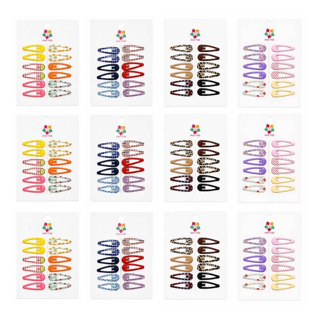144 Unidades Presilhas de Cabelo Coloridas Modelo Dopamina/Estampado/Antiderrapantes Para Meninas Cor aleatória