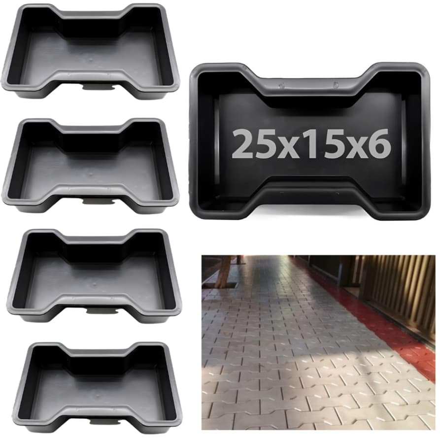 4Molde P/ Bloquete Bloco 25x15x6 Piso Desenho Borboleta Para Construção Paver Calçamento Jardins Residencias e Comercios