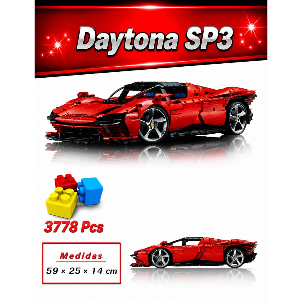Blocos para Montar - Super Carro FERRARI Daytona SP3 -  3778 peças Suporte de Estante ou mesa incluso