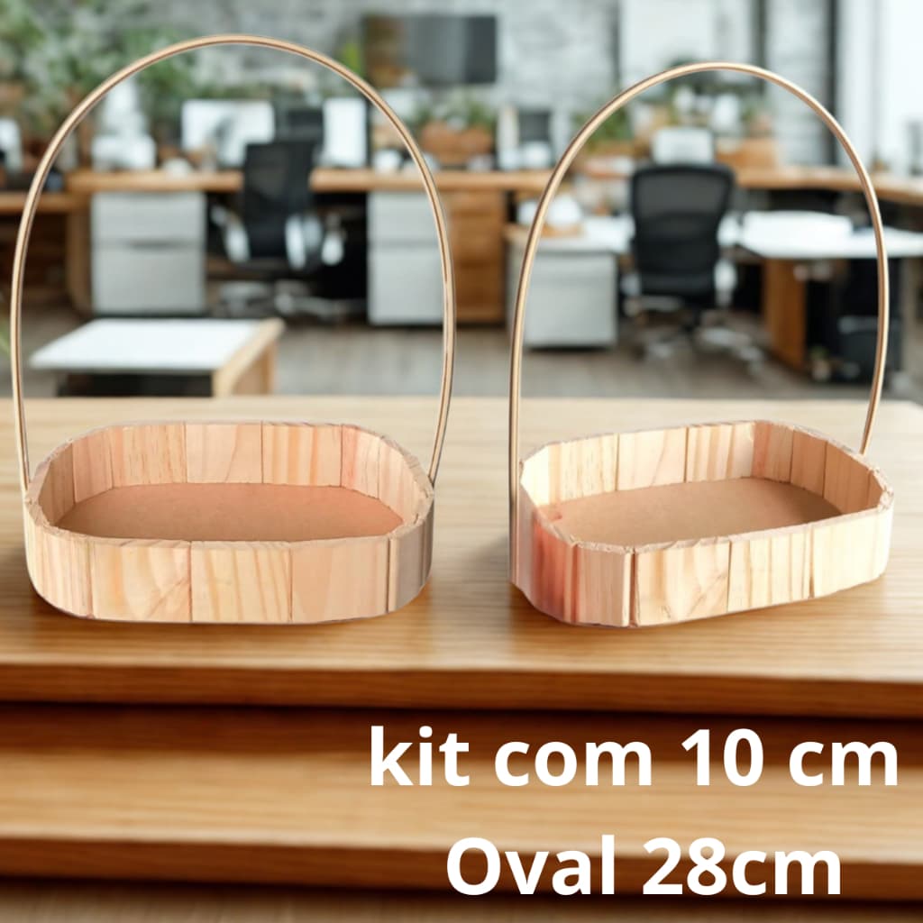 Kit 10 Cesta Oval Grande 28cm De Madeira Cestinha Fraldeira Oval Cesta de Madeira Grande Cesta Pinus