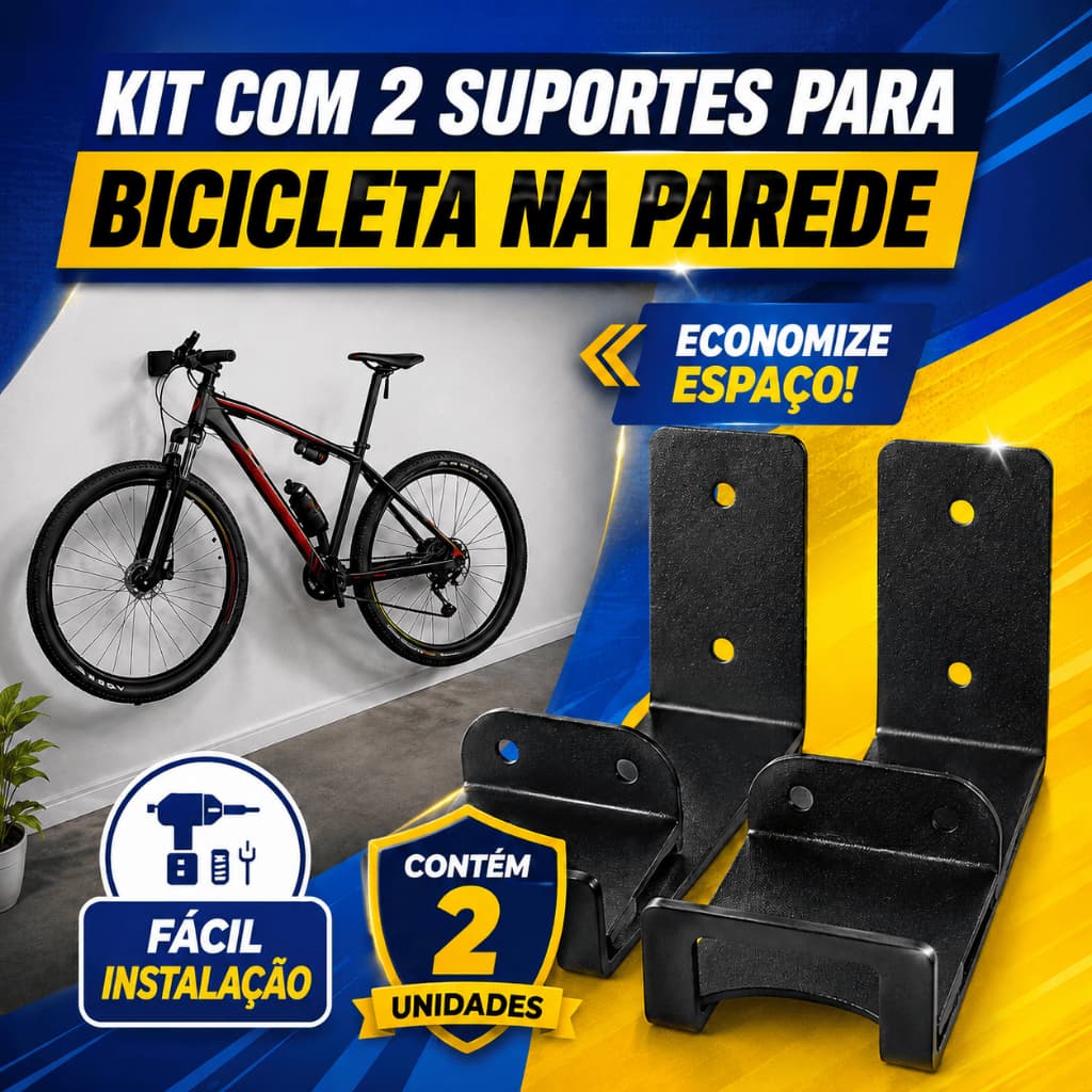 Kit 2 Suporte Bike Parede Horizontal Fixo Resistente Bicicleta Facilidade otimização pratico