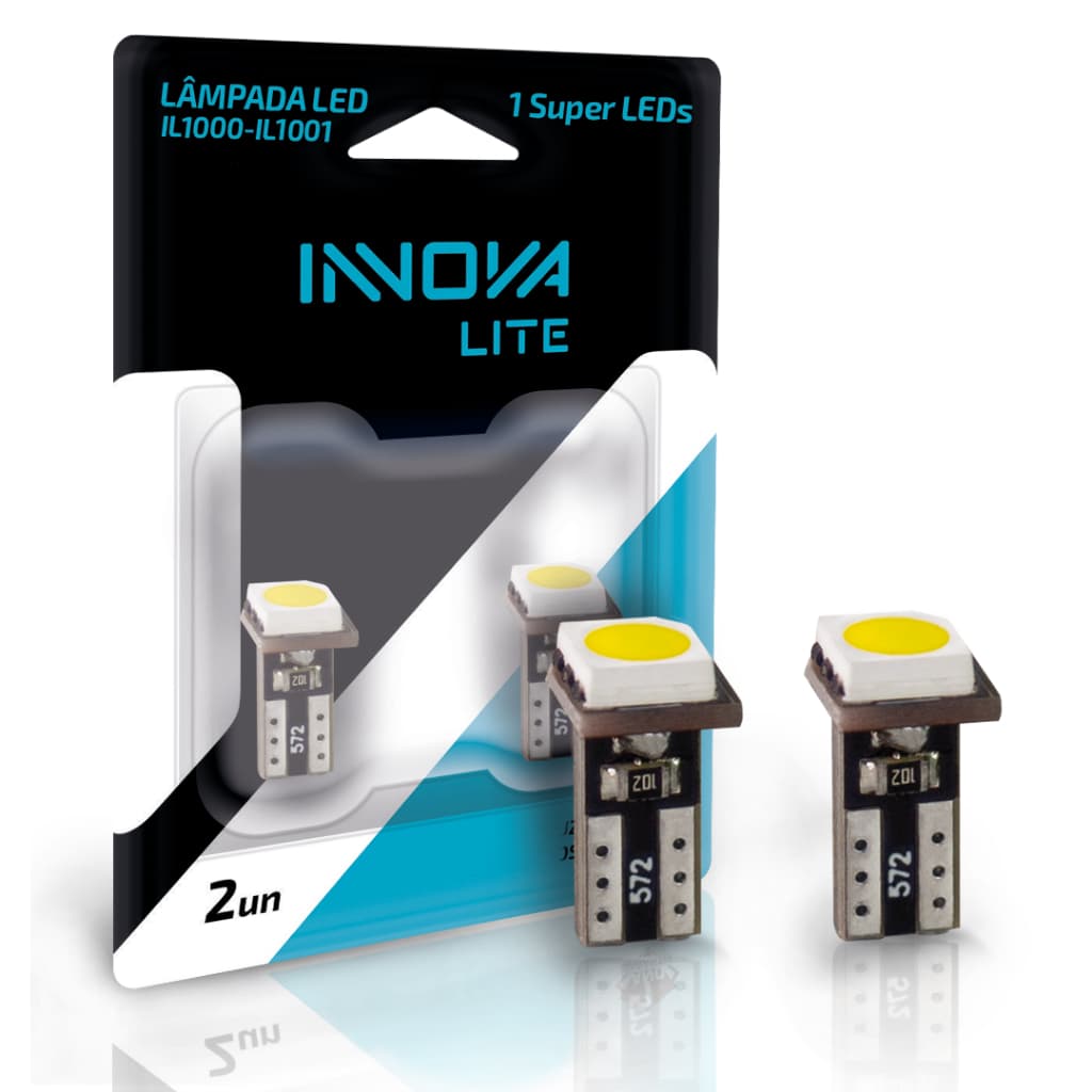 Par de Lâmpadas LED T5 12V 2-3W 6000K Branco Frio Painel Painel Carro Iluminação Interna Automotiva