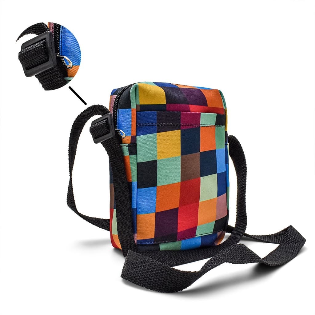 Bolsa Bag Lateral Shoulder Pochete com ziper Unisex Alça regulável