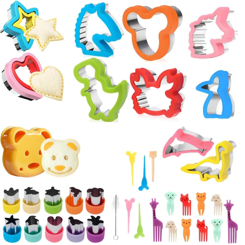 57 Pcs Comida Infantil Molde De Corte De Pão Frutas Dobrado, Conjunto De Cortador De Sanduíche