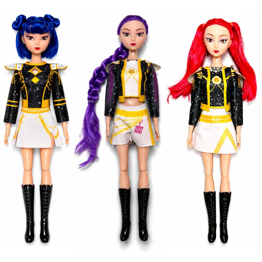 Bonecas Guerreiras do K-Pop KIT COM 3 Bonecas com Som e Luz – 30cm | Estilo Interativo