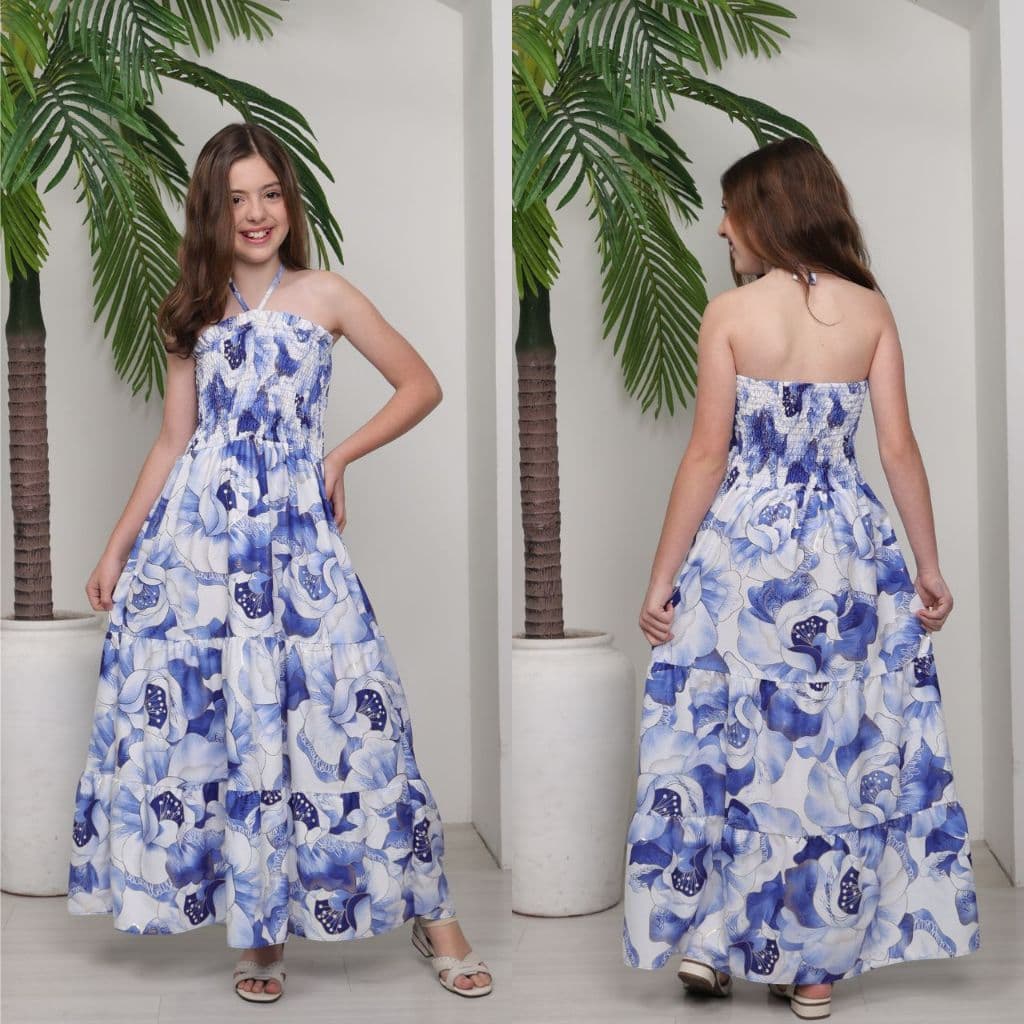 VESTIDO LONGO INFANTIL PARA MENINAS TIRA LONGA